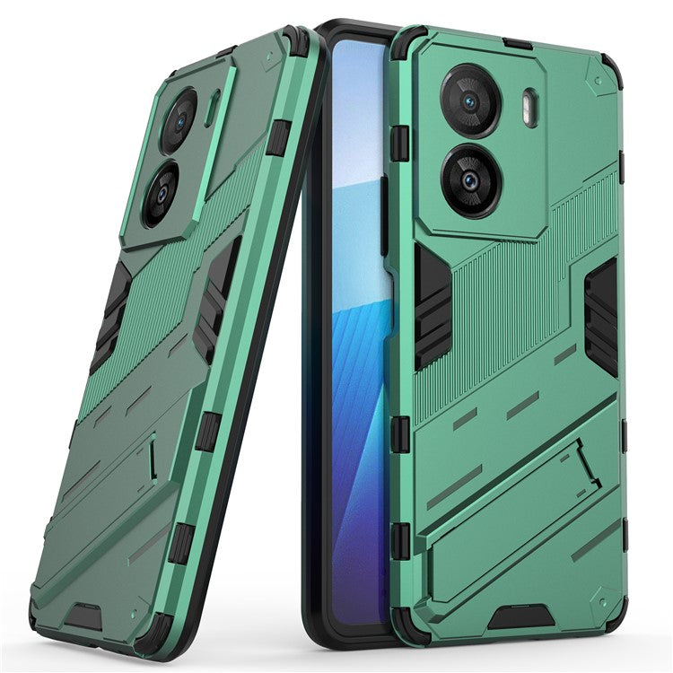 For vivo iQOO Z7x 5G Hard PC + Flexible TPU Phone Case Shockproof Back Cover with Kickstand - Green