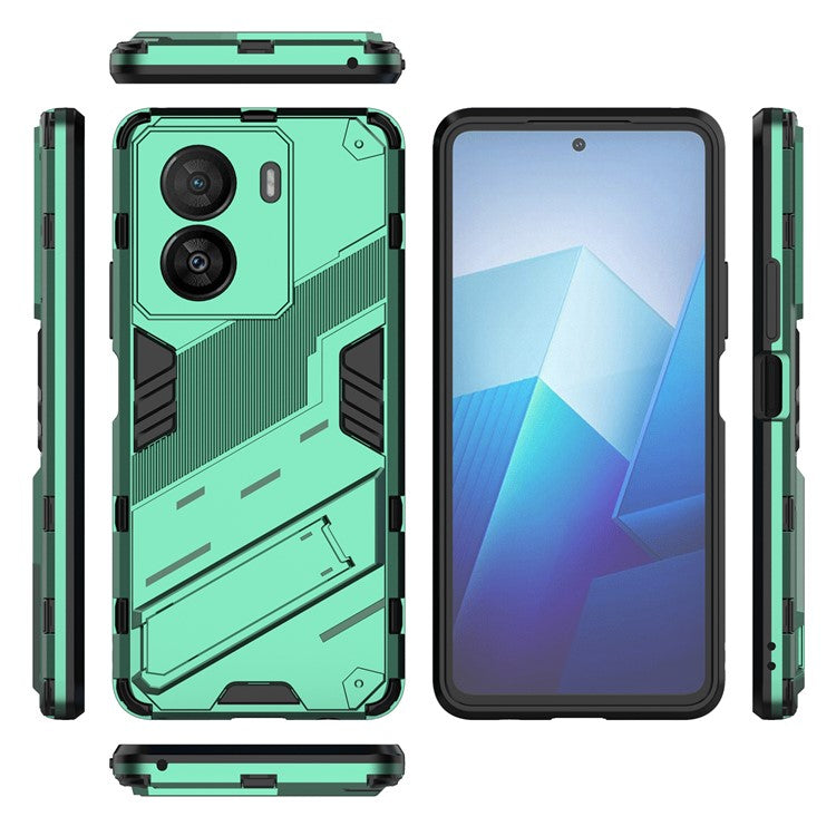 For vivo iQOO Z7x 5G Hard PC + Flexible TPU Phone Case Shockproof Back Cover with Kickstand - Green