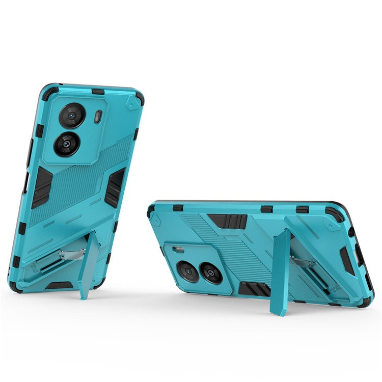 For vivo iQOO Z7x 5G Hard PC + Flexible TPU Phone Case Shockproof Back Cover with Kickstand - Baby Blue