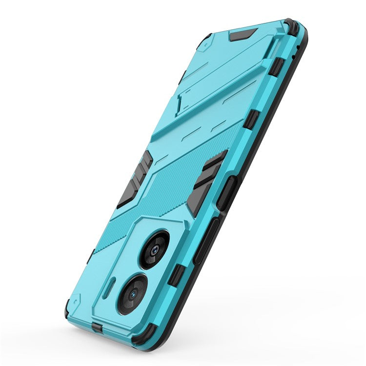 For vivo iQOO Z7x 5G Hard PC + Flexible TPU Phone Case Shockproof Back Cover with Kickstand - Baby Blue