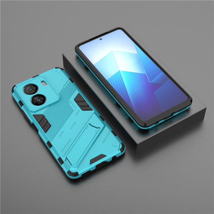 For vivo iQOO Z7x 5G Hard PC + Flexible TPU Phone Case Shockproof Back Cover with Kickstand - Baby Blue