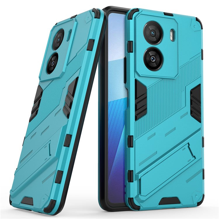 For vivo iQOO Z7x 5G Hard PC + Flexible TPU Phone Case Shockproof Back Cover with Kickstand - Baby Blue