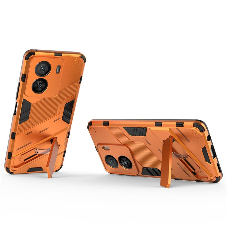 For vivo iQOO Z7x 5G Hard PC + Flexible TPU Phone Case Shockproof Back Cover with Kickstand - Orange