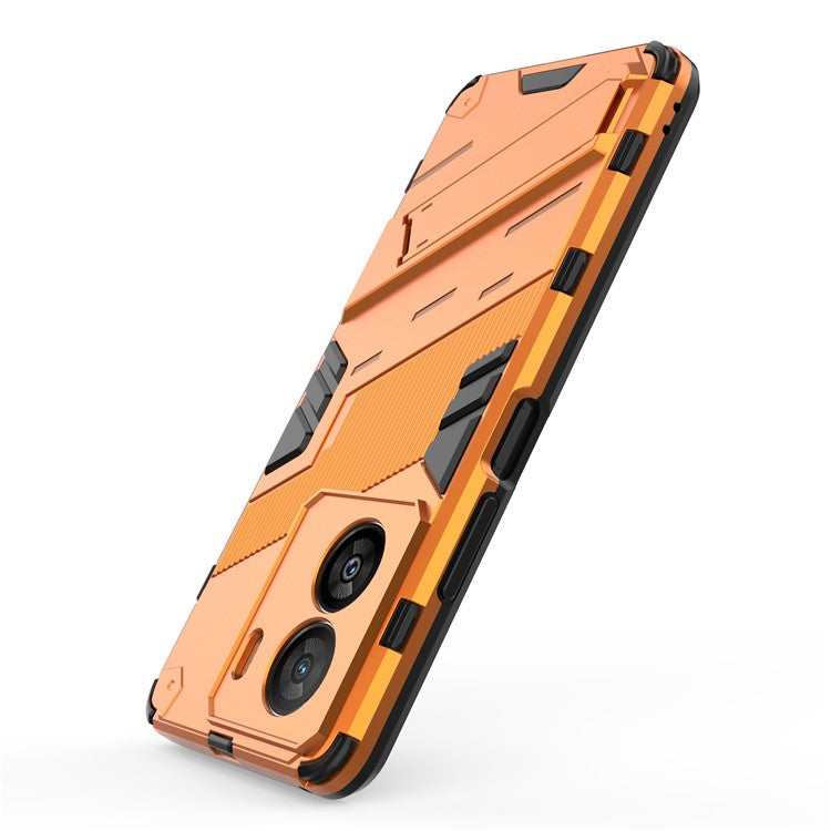 For vivo iQOO Z7x 5G Hard PC + Flexible TPU Phone Case Shockproof Back Cover with Kickstand - Orange