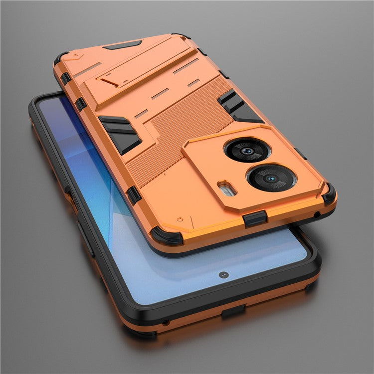 For vivo iQOO Z7x 5G Hard PC + Flexible TPU Phone Case Shockproof Back Cover with Kickstand - Orange