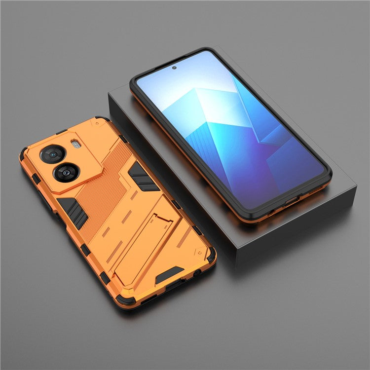 For vivo iQOO Z7x 5G Hard PC + Flexible TPU Phone Case Shockproof Back Cover with Kickstand - Orange