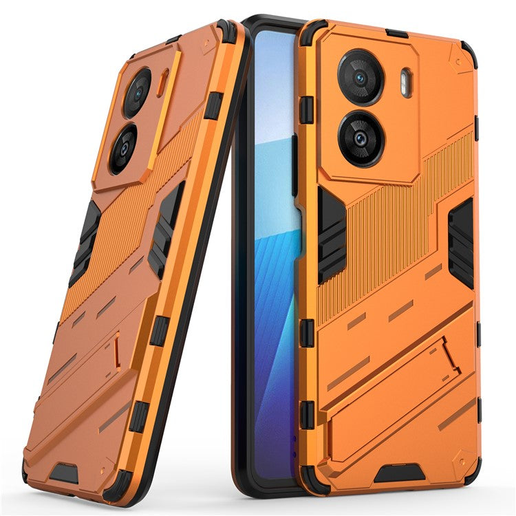 For vivo iQOO Z7x 5G Hard PC + Flexible TPU Phone Case Shockproof Back Cover with Kickstand - Orange