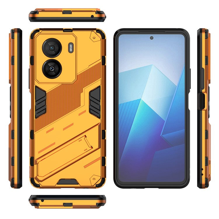 For vivo iQOO Z7x 5G Hard PC + Flexible TPU Phone Case Shockproof Back Cover with Kickstand - Orange