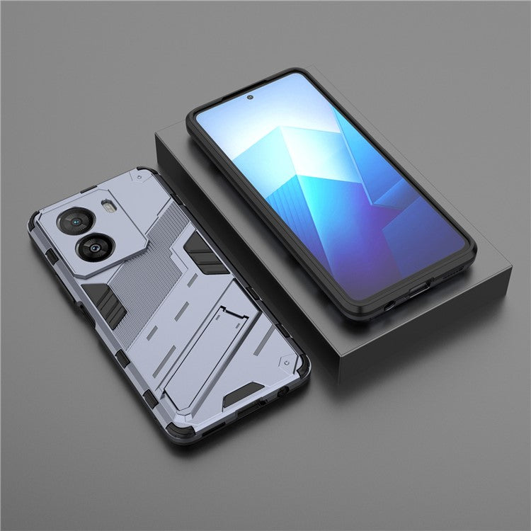 For vivo iQOO Z7x 5G Hard PC + Flexible TPU Phone Case Shockproof Back Cover with Kickstand - Dark Blue