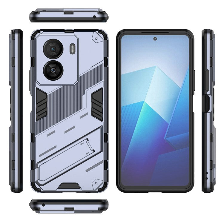 For vivo iQOO Z7x 5G Hard PC + Flexible TPU Phone Case Shockproof Back Cover with Kickstand - Dark Blue