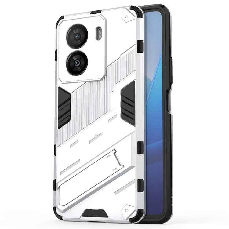 For vivo iQOO Z7x 5G Hard PC + Flexible TPU Phone Case Shockproof Back Cover with Kickstand - White