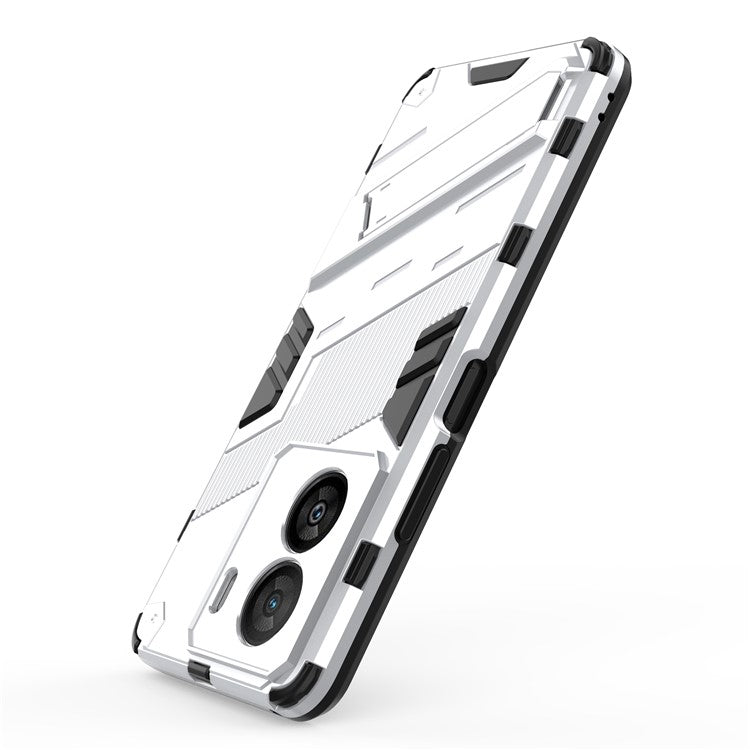 For vivo iQOO Z7x 5G Hard PC + Flexible TPU Phone Case Shockproof Back Cover with Kickstand - White