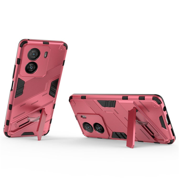 For vivo iQOO Z7x 5G Hard PC + Flexible TPU Phone Case Shockproof Back Cover with Kickstand - Rose