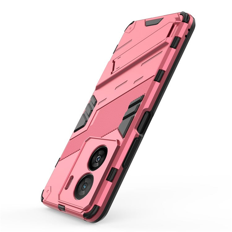 For vivo iQOO Z7x 5G Hard PC + Flexible TPU Phone Case Shockproof Back Cover with Kickstand - Rose