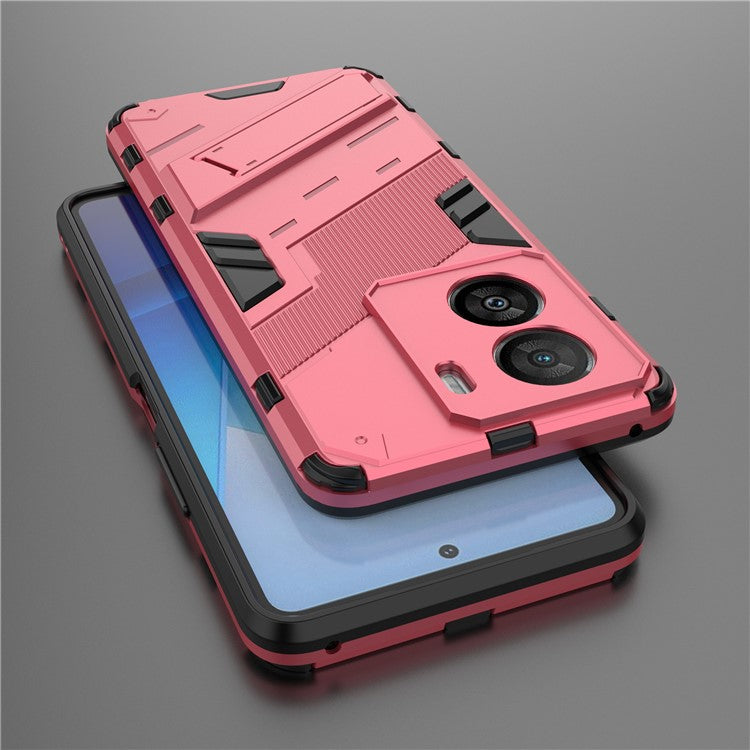 For vivo iQOO Z7x 5G Hard PC + Flexible TPU Phone Case Shockproof Back Cover with Kickstand - Rose