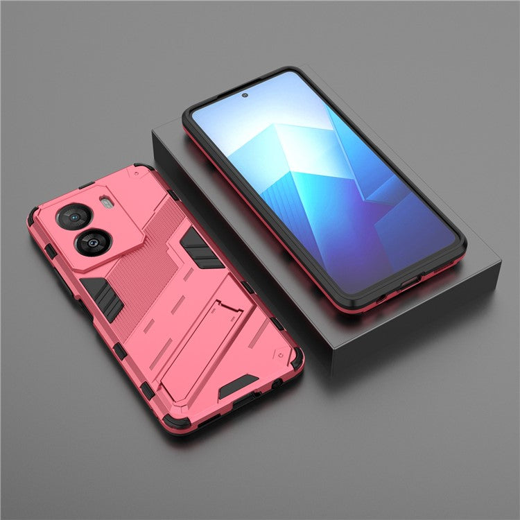 For vivo iQOO Z7x 5G Hard PC + Flexible TPU Phone Case Shockproof Back Cover with Kickstand - Rose