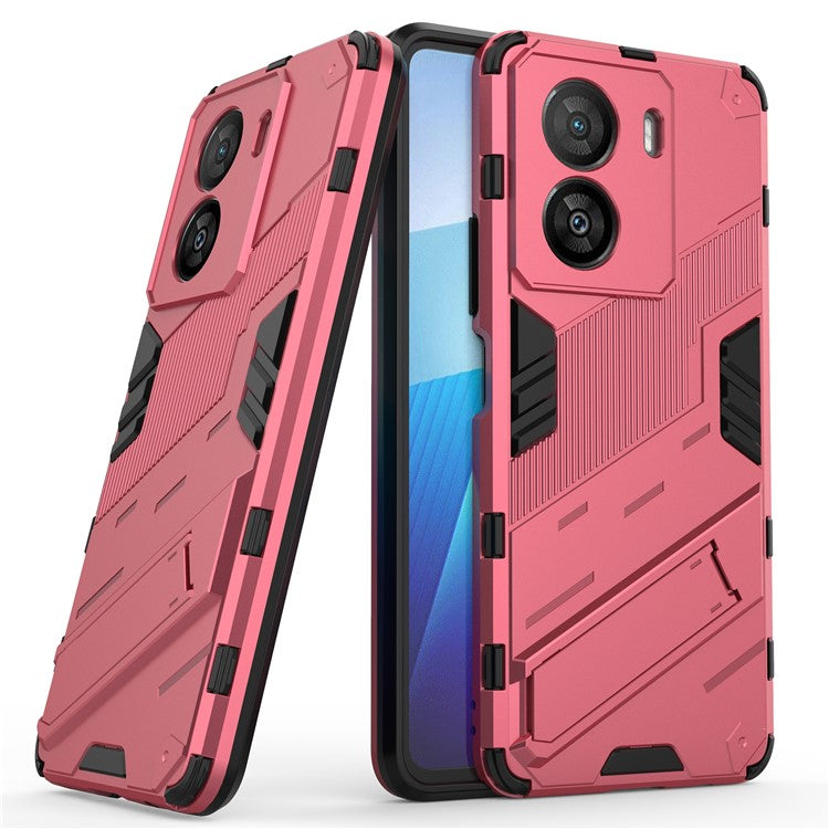 For vivo iQOO Z7x 5G Hard PC + Flexible TPU Phone Case Shockproof Back Cover with Kickstand - Rose