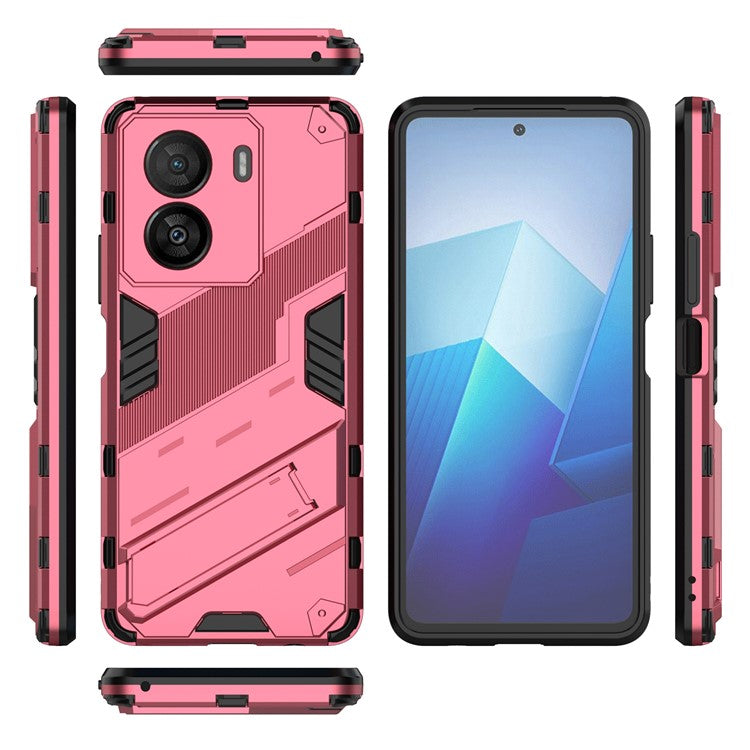 For vivo iQOO Z7x 5G Hard PC + Flexible TPU Phone Case Shockproof Back Cover with Kickstand - Rose