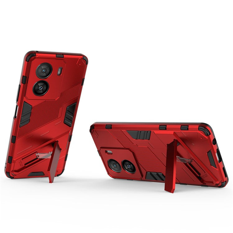 For vivo iQOO Z7x 5G Hard PC + Flexible TPU Phone Case Shockproof Back Cover with Kickstand - Red