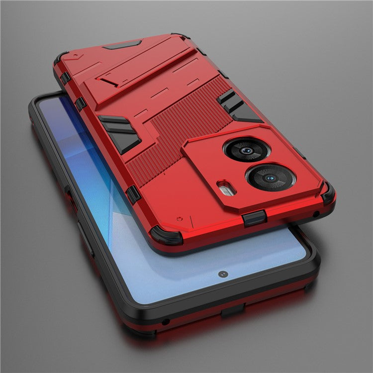 For vivo iQOO Z7x 5G Hard PC + Flexible TPU Phone Case Shockproof Back Cover with Kickstand - Red