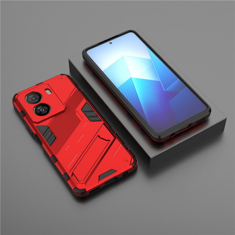 For vivo iQOO Z7x 5G Hard PC + Flexible TPU Phone Case Shockproof Back Cover with Kickstand - Red