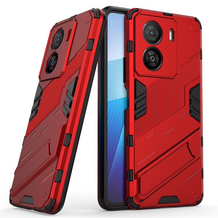 For vivo iQOO Z7x 5G Hard PC + Flexible TPU Phone Case Shockproof Back Cover with Kickstand - Red