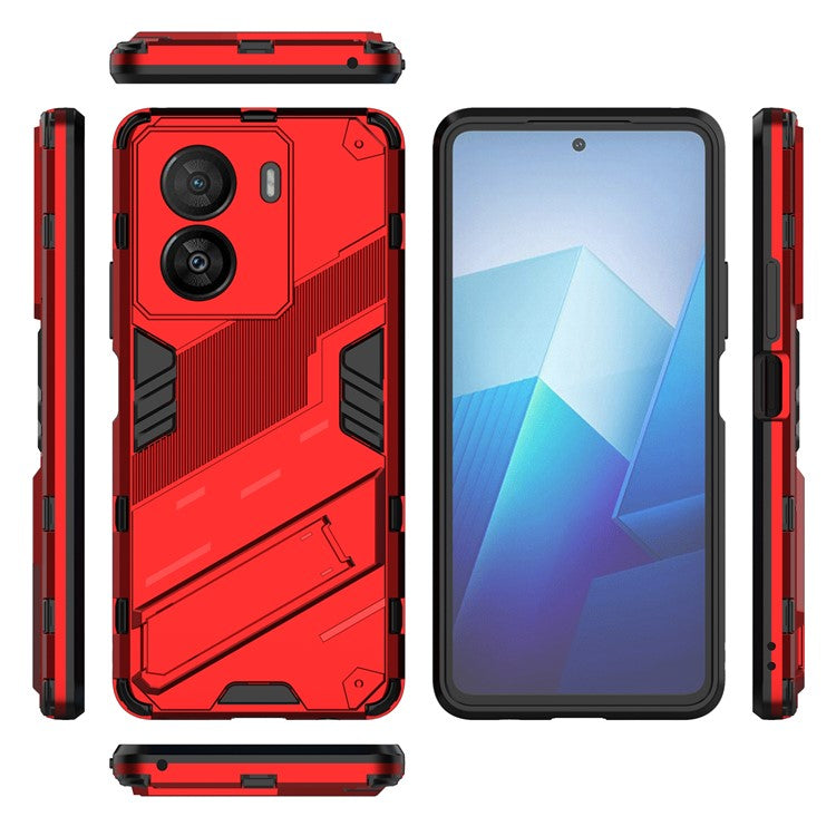 For vivo iQOO Z7x 5G Hard PC + Flexible TPU Phone Case Shockproof Back Cover with Kickstand - Red