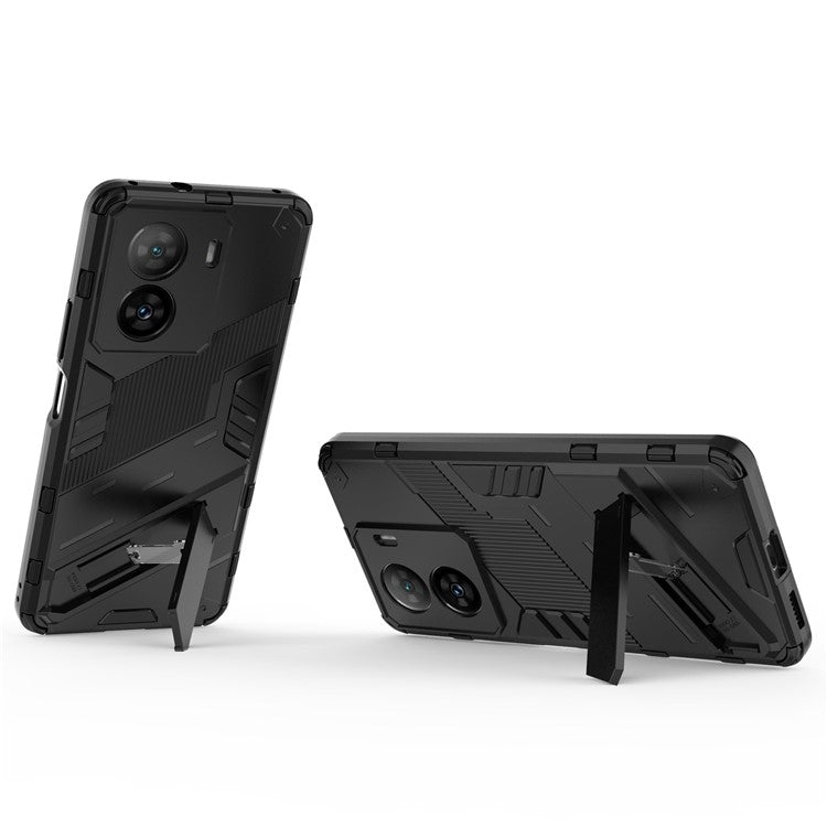 Shockproof Back Cover for vivo iQOO Z7 5G Hard PC + Flexible TPU Phone Case with Kickstand - Black