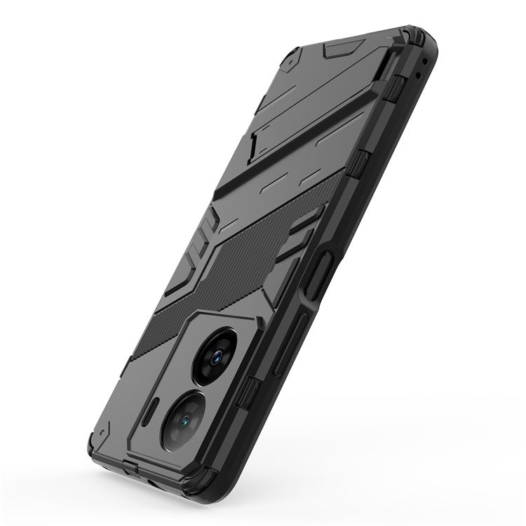 Shockproof Back Cover for vivo iQOO Z7 5G Hard PC + Flexible TPU Phone Case with Kickstand - Black