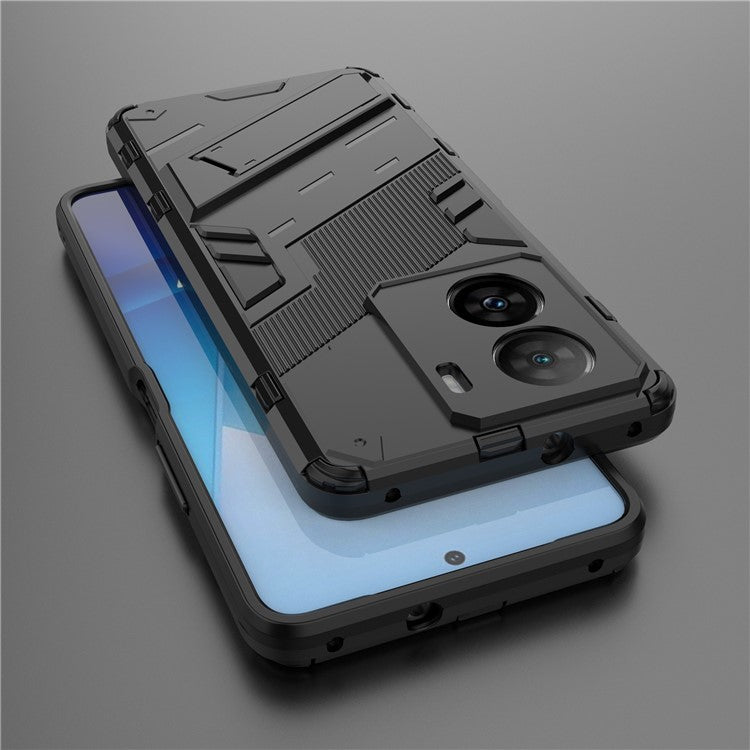 Shockproof Back Cover for vivo iQOO Z7 5G Hard PC + Flexible TPU Phone Case with Kickstand - Black