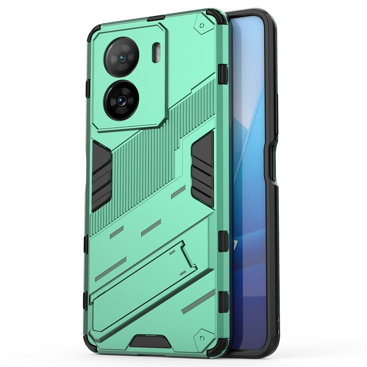 Shockproof Back Cover for vivo iQOO Z7 5G Hard PC + Flexible TPU Phone Case with Kickstand - Green