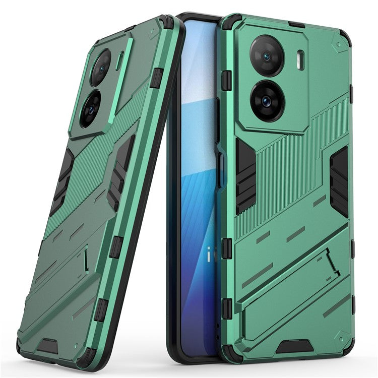 Shockproof Back Cover for vivo iQOO Z7 5G Hard PC + Flexible TPU Phone Case with Kickstand - Green