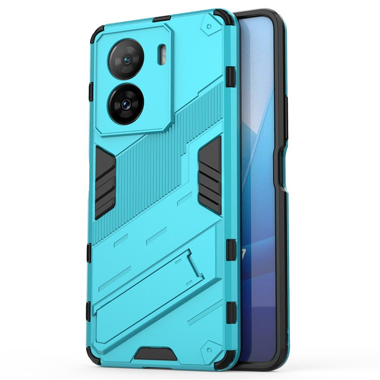 Shockproof Back Cover for vivo iQOO Z7 5G Hard PC + Flexible TPU Phone Case with Kickstand - Baby Blue