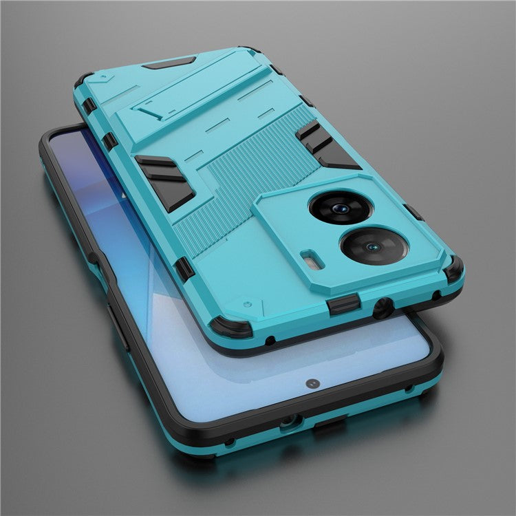 Shockproof Back Cover for vivo iQOO Z7 5G Hard PC + Flexible TPU Phone Case with Kickstand - Baby Blue