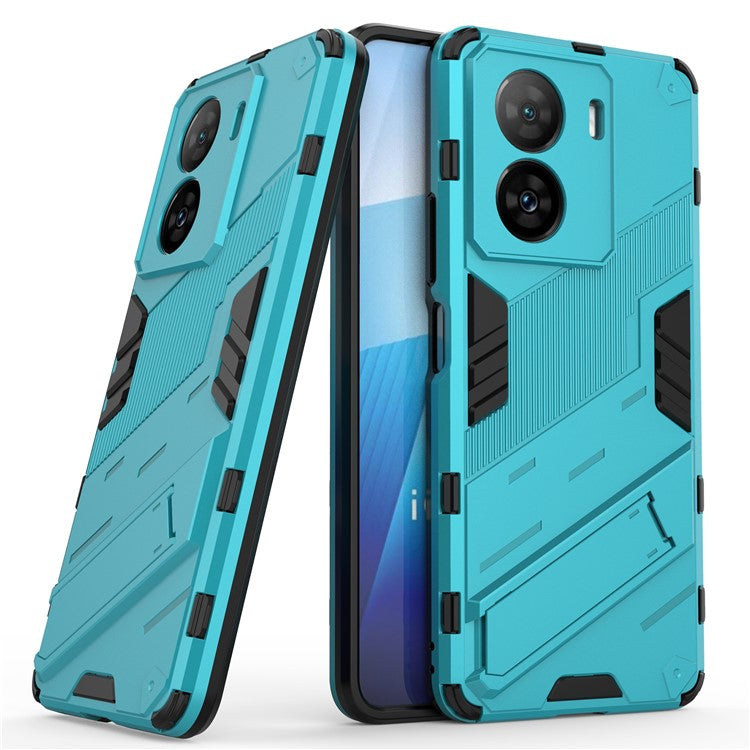 Shockproof Back Cover for vivo iQOO Z7 5G Hard PC + Flexible TPU Phone Case with Kickstand - Baby Blue