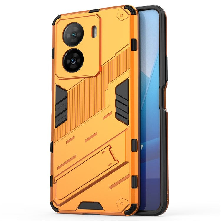 Shockproof Back Cover for vivo iQOO Z7 5G Hard PC + Flexible TPU Phone Case with Kickstand - Orange