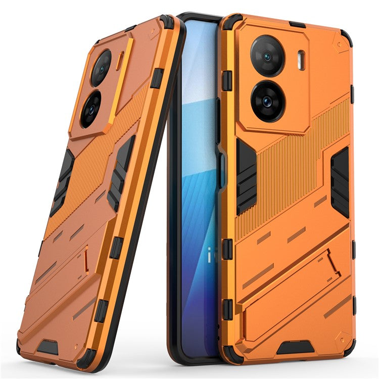 Shockproof Back Cover for vivo iQOO Z7 5G Hard PC + Flexible TPU Phone Case with Kickstand - Orange