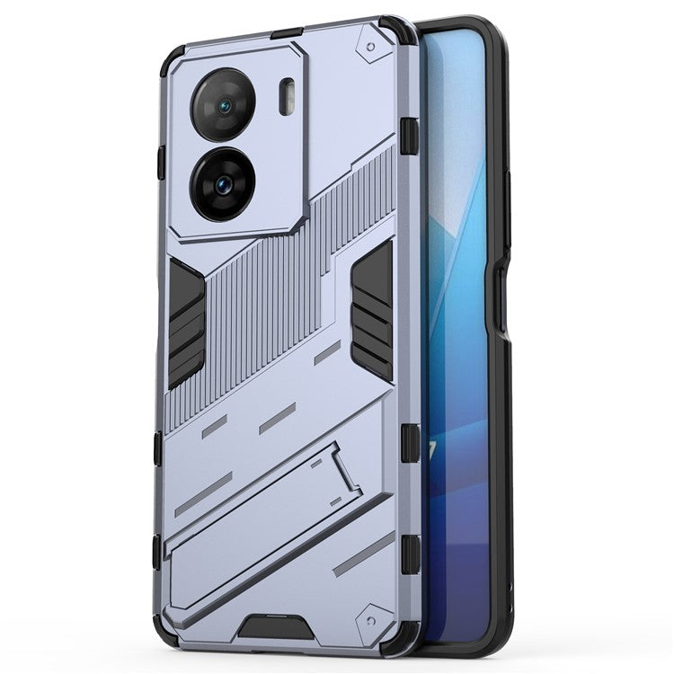 Shockproof Back Cover for vivo iQOO Z7 5G Hard PC + Flexible TPU Phone Case with Kickstand - Dark Blue