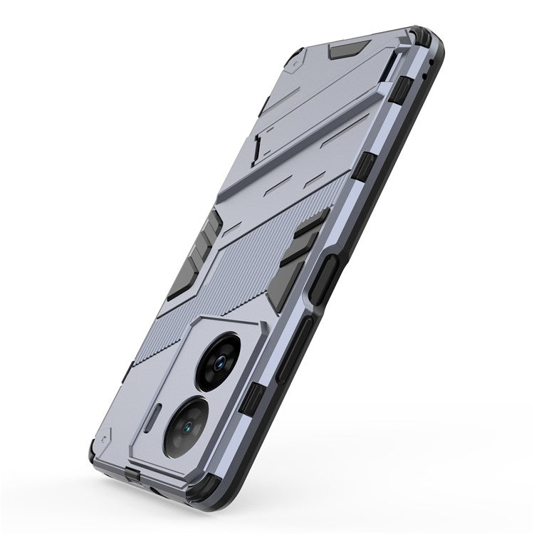 Shockproof Back Cover for vivo iQOO Z7 5G Hard PC + Flexible TPU Phone Case with Kickstand - Dark Blue