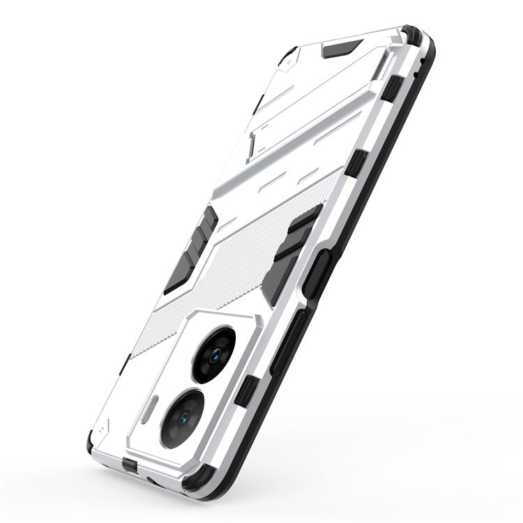 Shockproof Back Cover for vivo iQOO Z7 5G Hard PC + Flexible TPU Phone Case with Kickstand - White