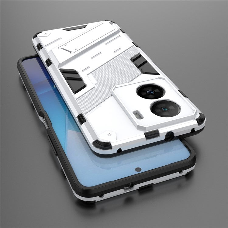 Shockproof Back Cover for vivo iQOO Z7 5G Hard PC + Flexible TPU Phone Case with Kickstand - White