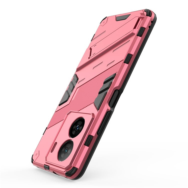 Shockproof Back Cover for vivo iQOO Z7 5G Hard PC + Flexible TPU Phone Case with Kickstand - Rose