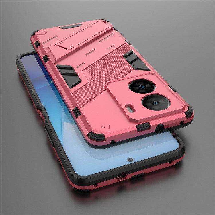 Shockproof Back Cover for vivo iQOO Z7 5G Hard PC + Flexible TPU Phone Case with Kickstand - Rose