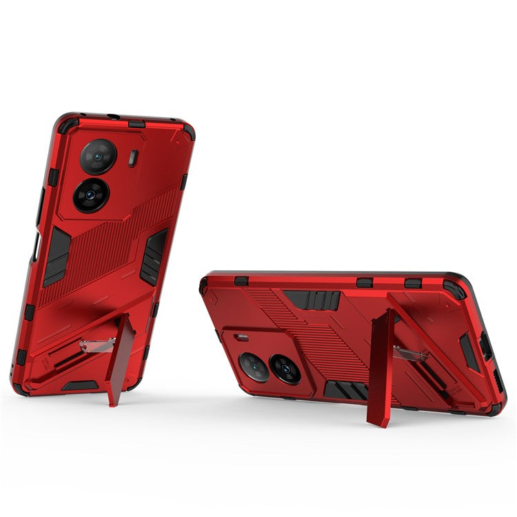 Shockproof Back Cover for vivo iQOO Z7 5G Hard PC + Flexible TPU Phone Case with Kickstand - Red