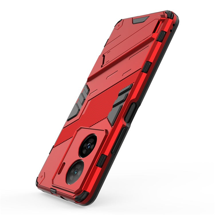 Shockproof Back Cover for vivo iQOO Z7 5G Hard PC + Flexible TPU Phone Case with Kickstand - Red