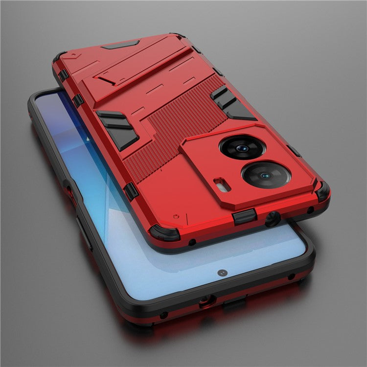 Shockproof Back Cover for vivo iQOO Z7 5G Hard PC + Flexible TPU Phone Case with Kickstand - Red