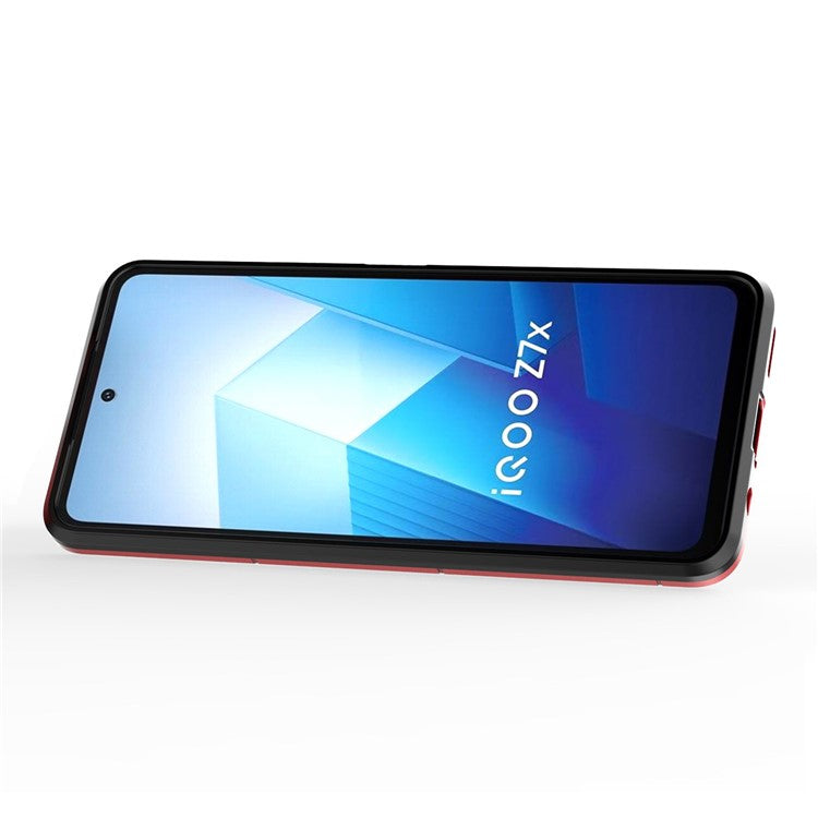 For vivo iQOO Z7x 5G Kickstand Protective Case Soft TPU Hard PC Rugged Shockproof Phone Cover - Red