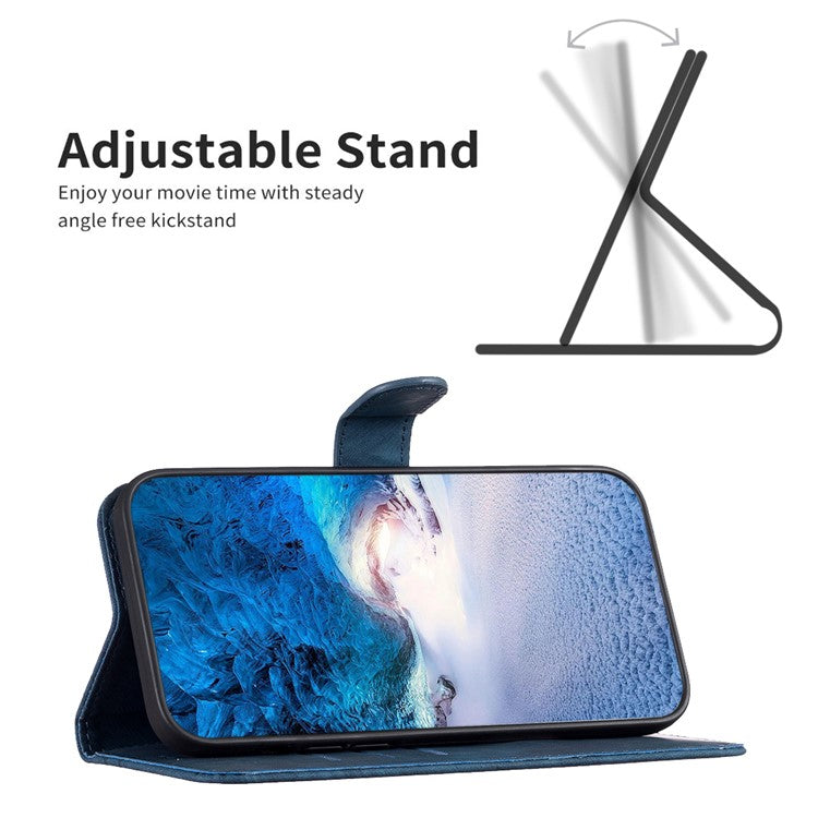 For vivo Y20s / Y11s / Y30 (China) / Y20 / Y20i / iQOO U1x Grid Pattern Imprinting Phone Case Stand Wallet Cover - Blue