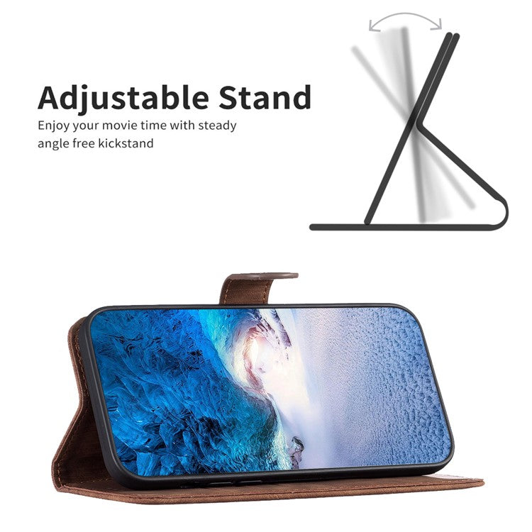 For vivo Y20s / Y11s / Y30 (China) / Y20 / Y20i / iQOO U1x Grid Pattern Imprinting Phone Case Stand Wallet Cover - Brown