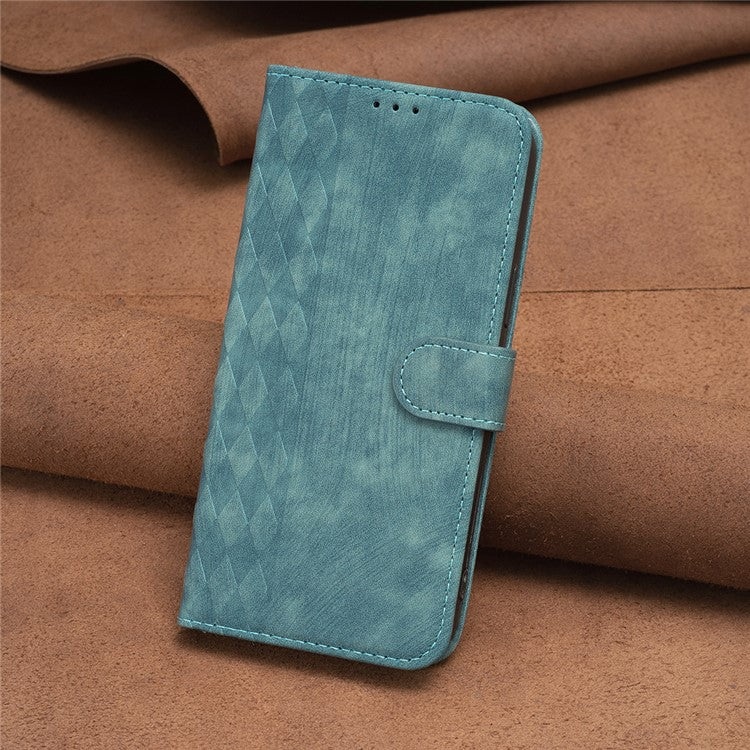 Phone Case for vivo Y35 4G (2022) / Y22s 4G PU Leather Grid Pattern Imprinted Cover with Stand Wallet - Green